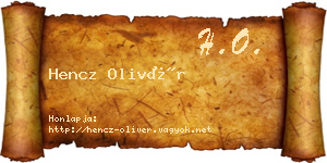 Hencz Olivér névjegykártya